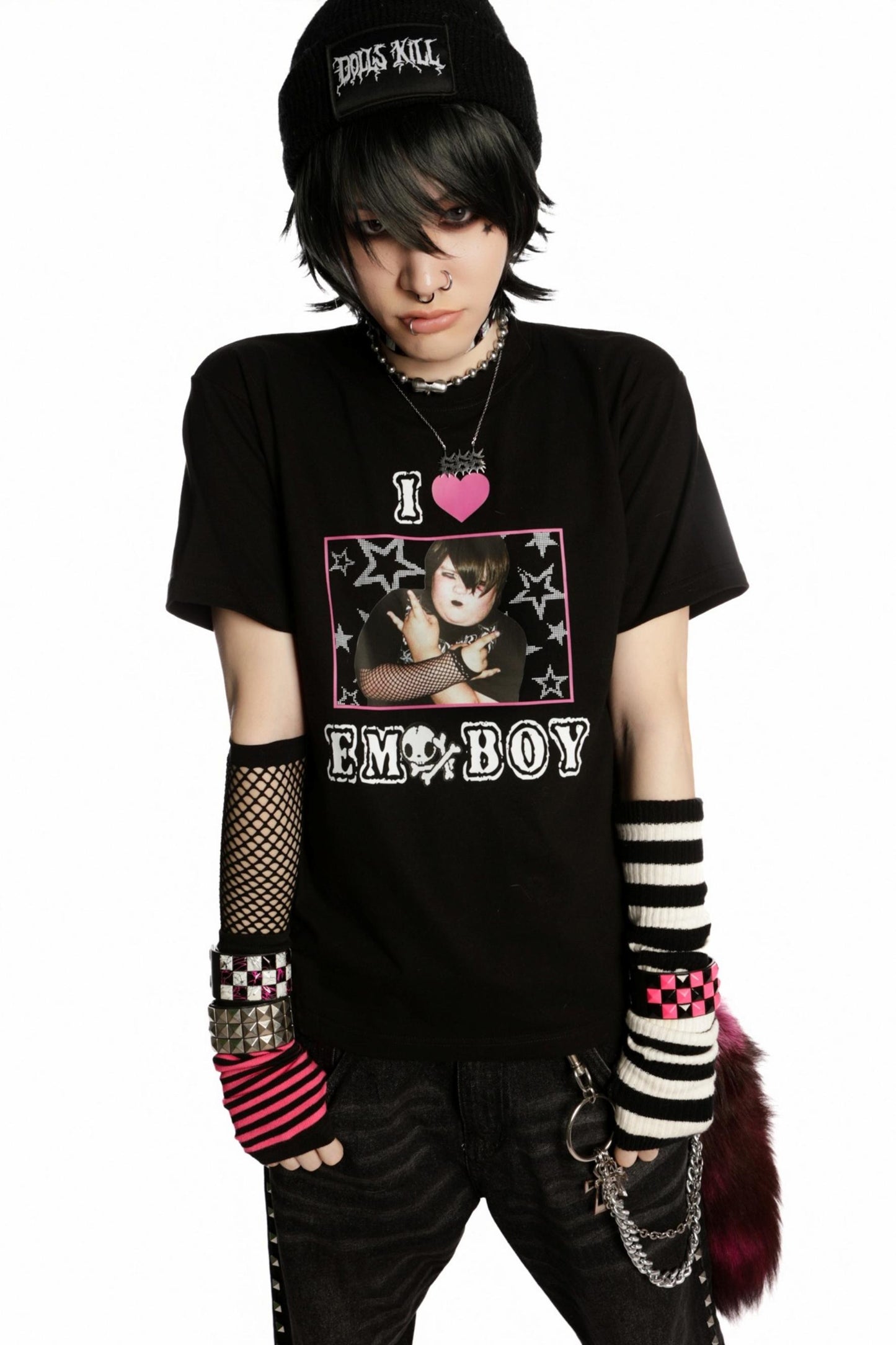 Versatile Gothic Slim Shoulder T-Shirt