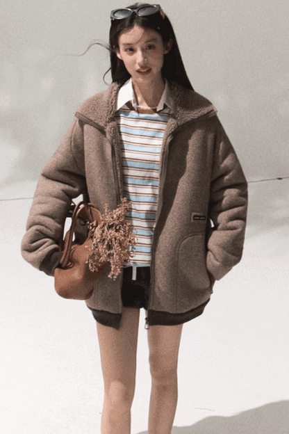 Contrasting Striped Long-Sleeve Shirt