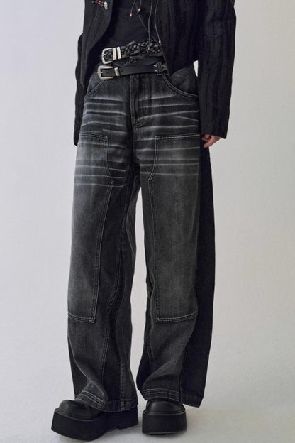 Gray Cat Whiskers Washed Jeans