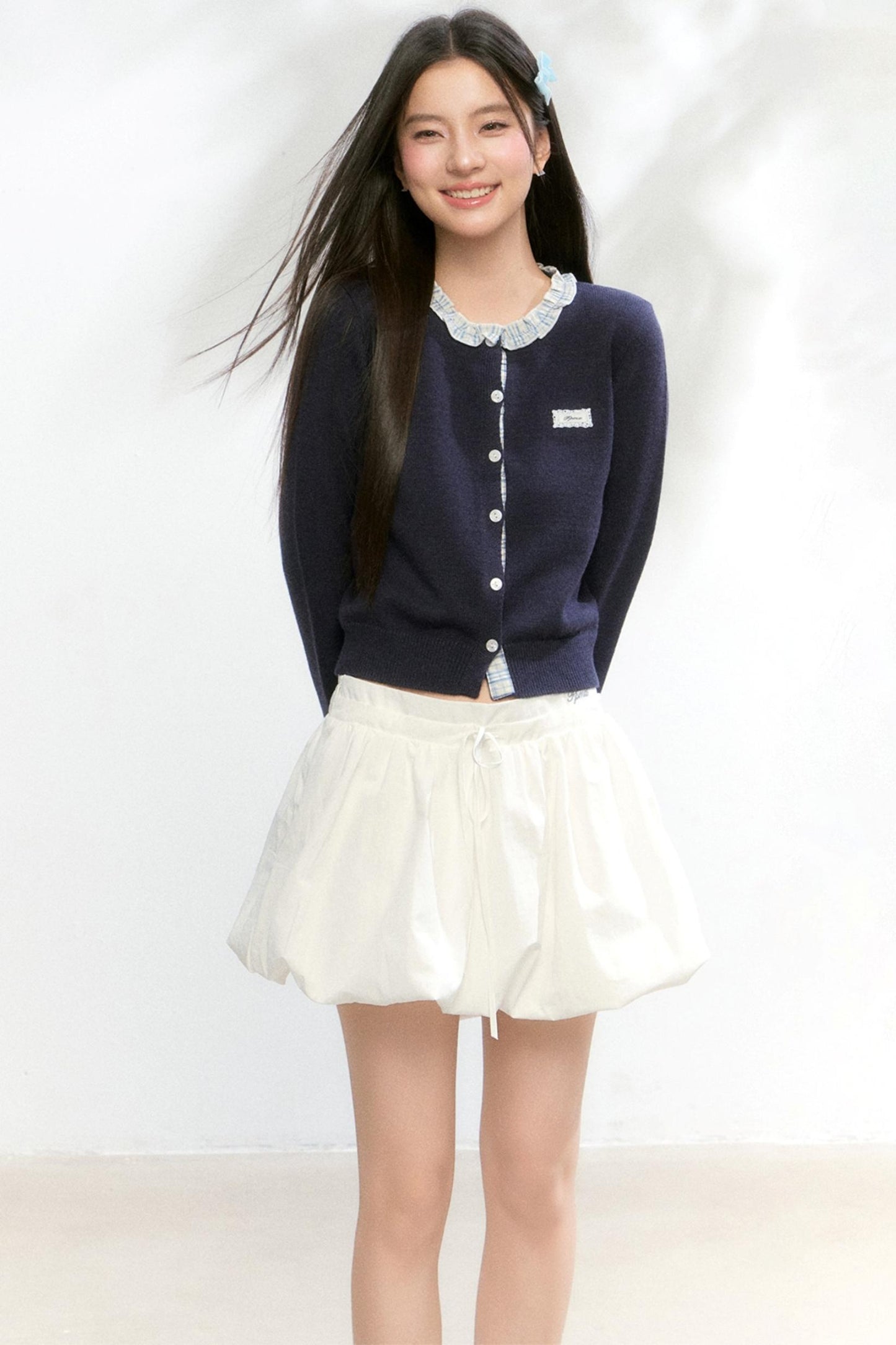 Knitted Plaid Cardigan Sweater Set-Up