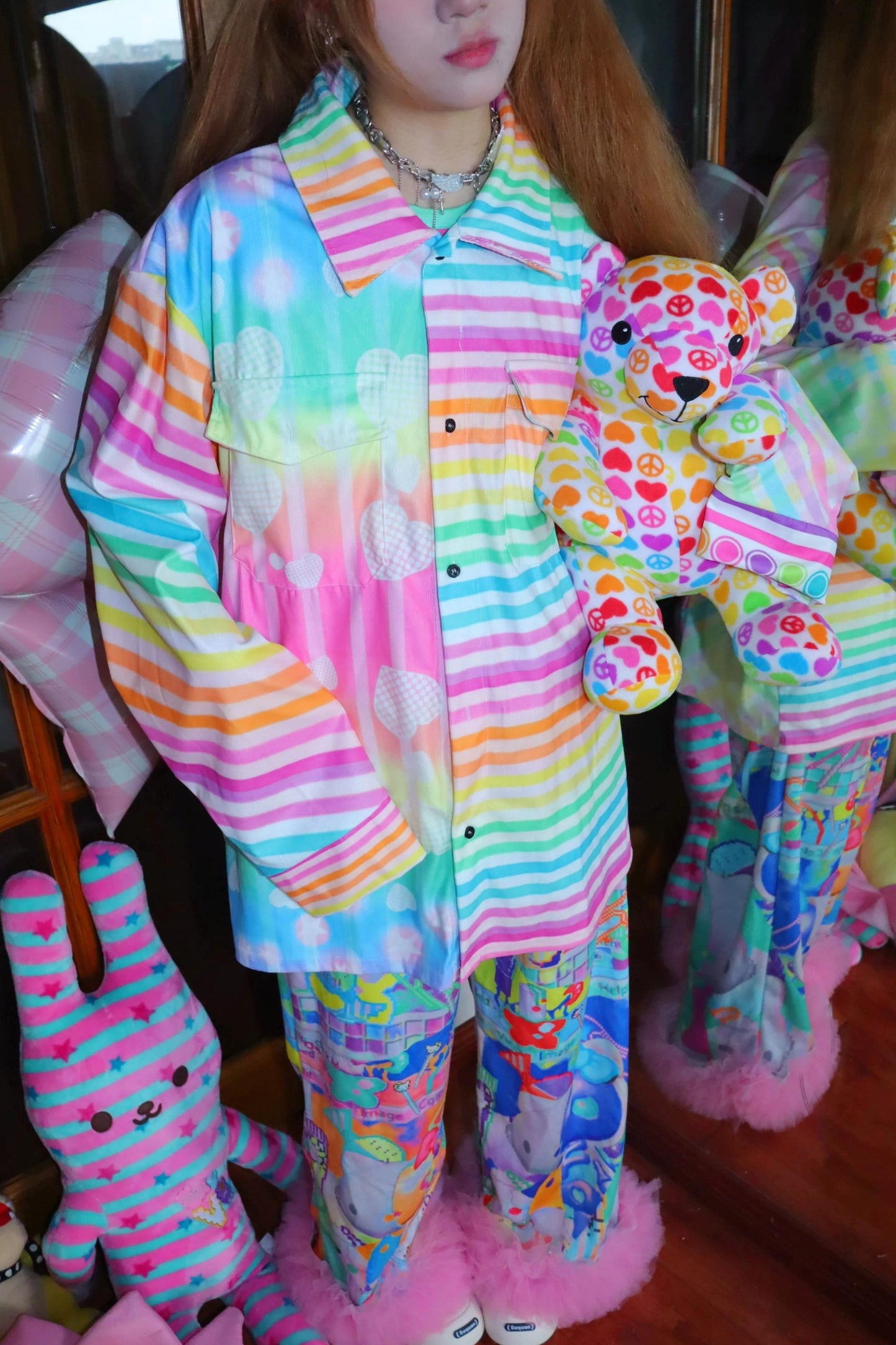 Rainbow Striped Loose Shirt