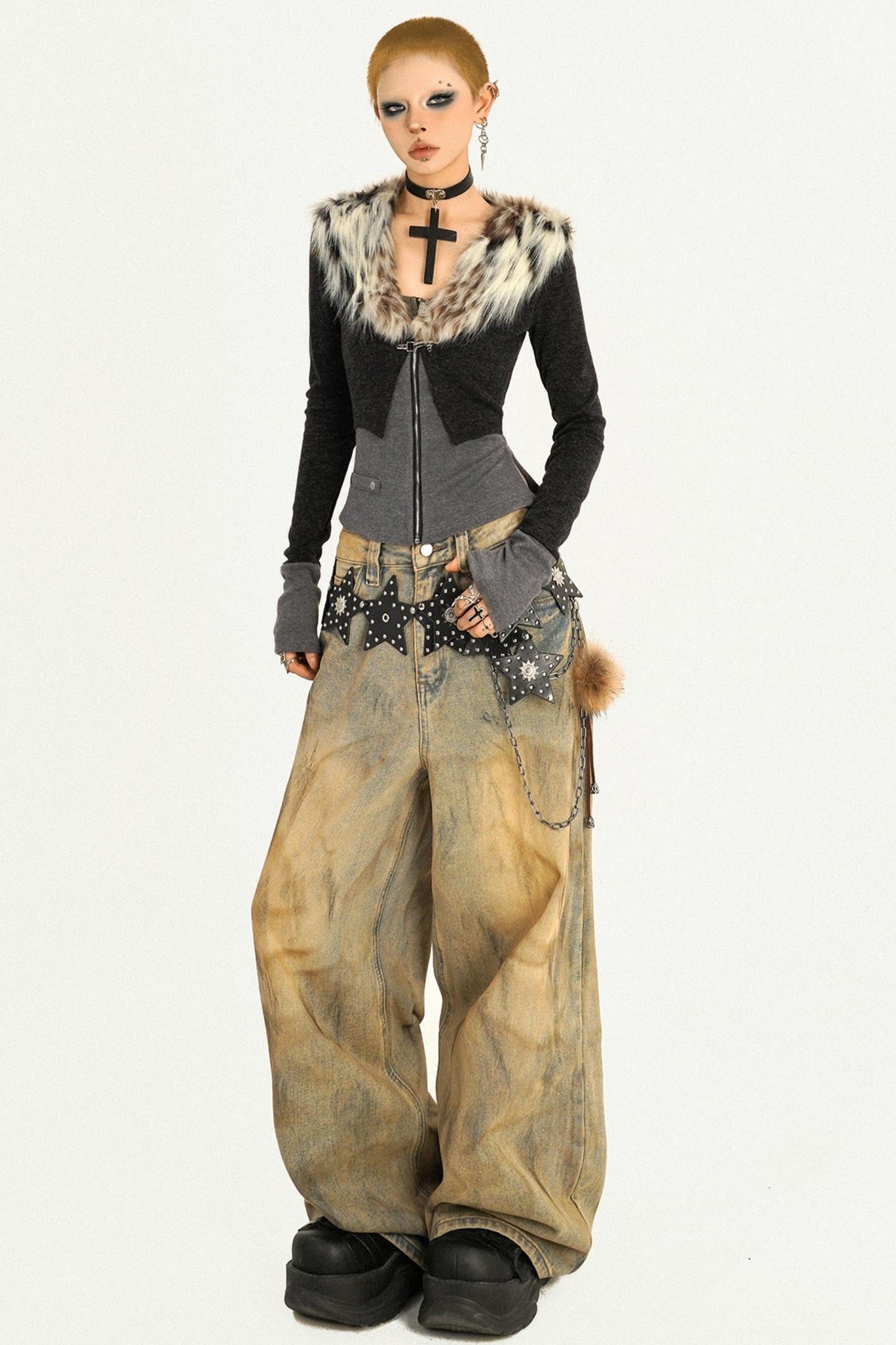 Leopard Print Fur Knitted Top