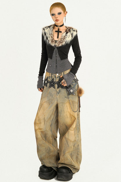 Leopard Print Fur Knitted Top