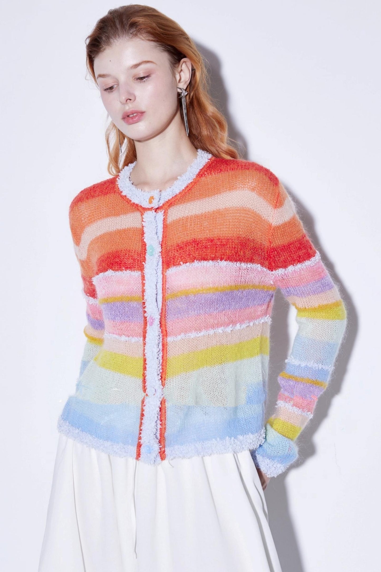Sunset Rainbow Mohair Wool Cardigan