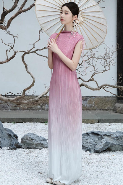 Summer Pink Pleated Dress