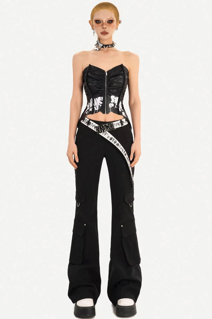 Dark-Punk-Leder-Bustier-Oberteil