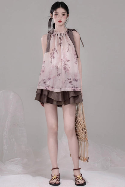 Rose Tea Set with Pleated Skirt set