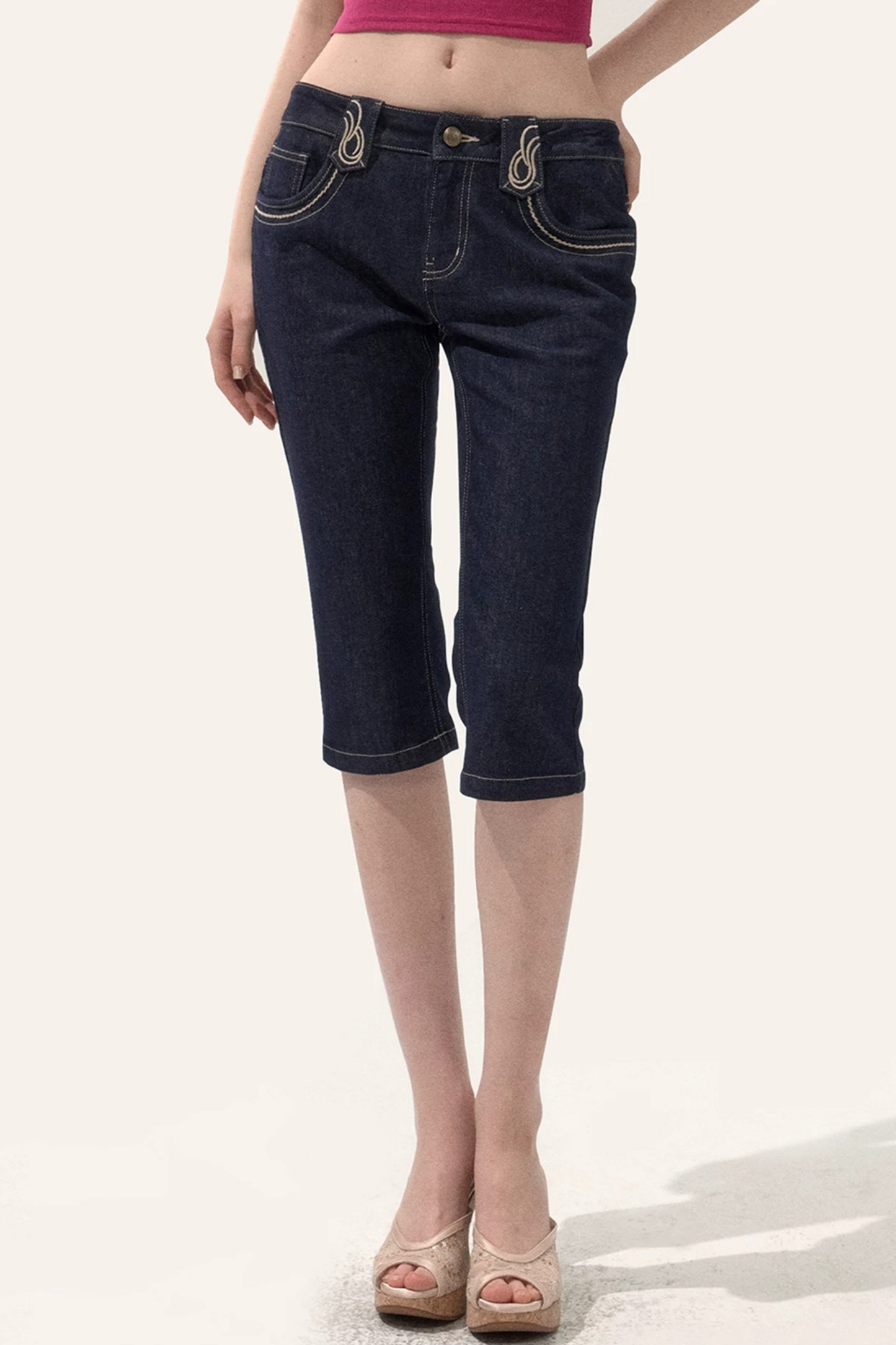 Vintage Stitched Denim Shorts