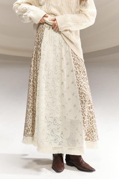 Beaded Silk Leopard Skirt