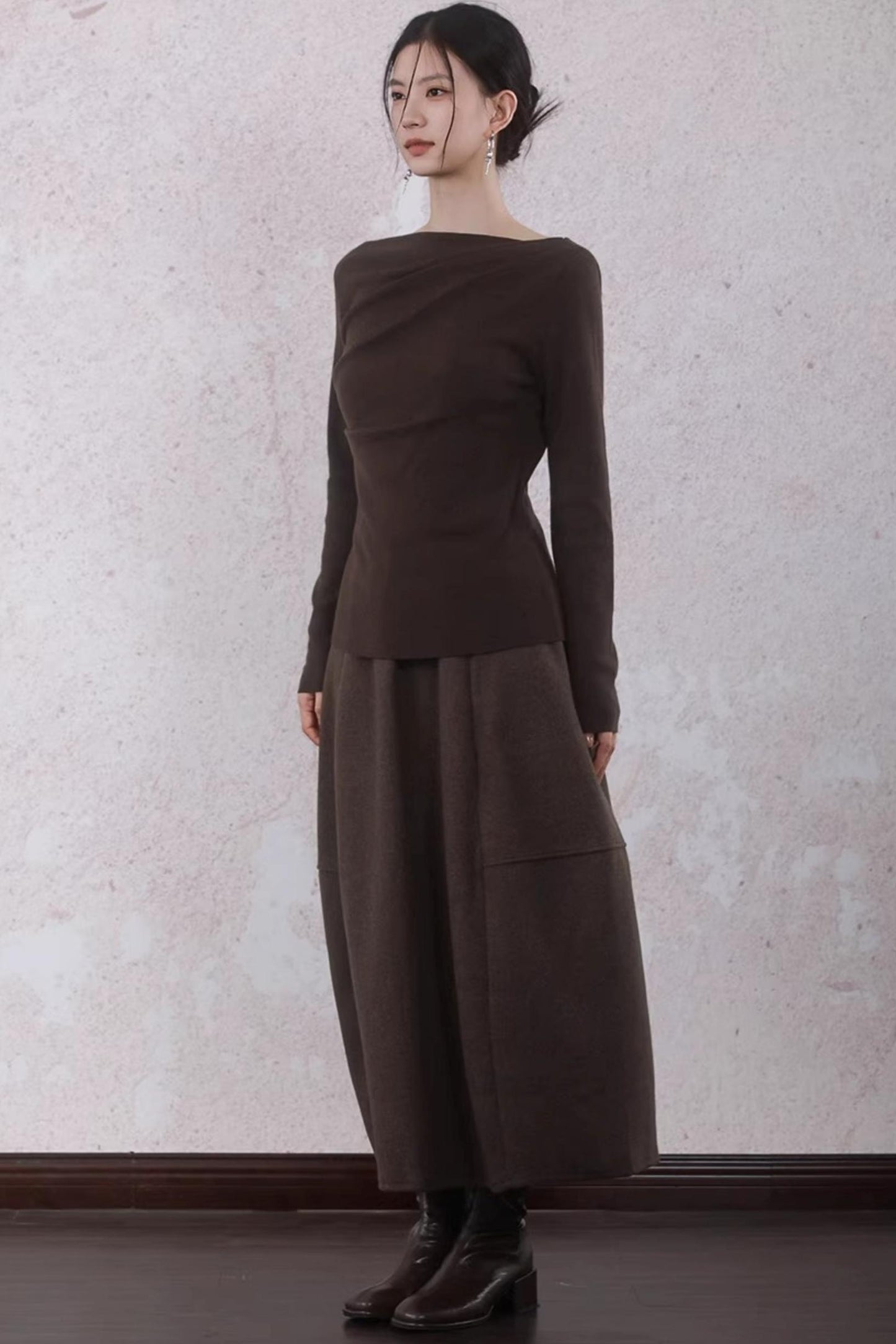 Tea Brown Pleated Sweater