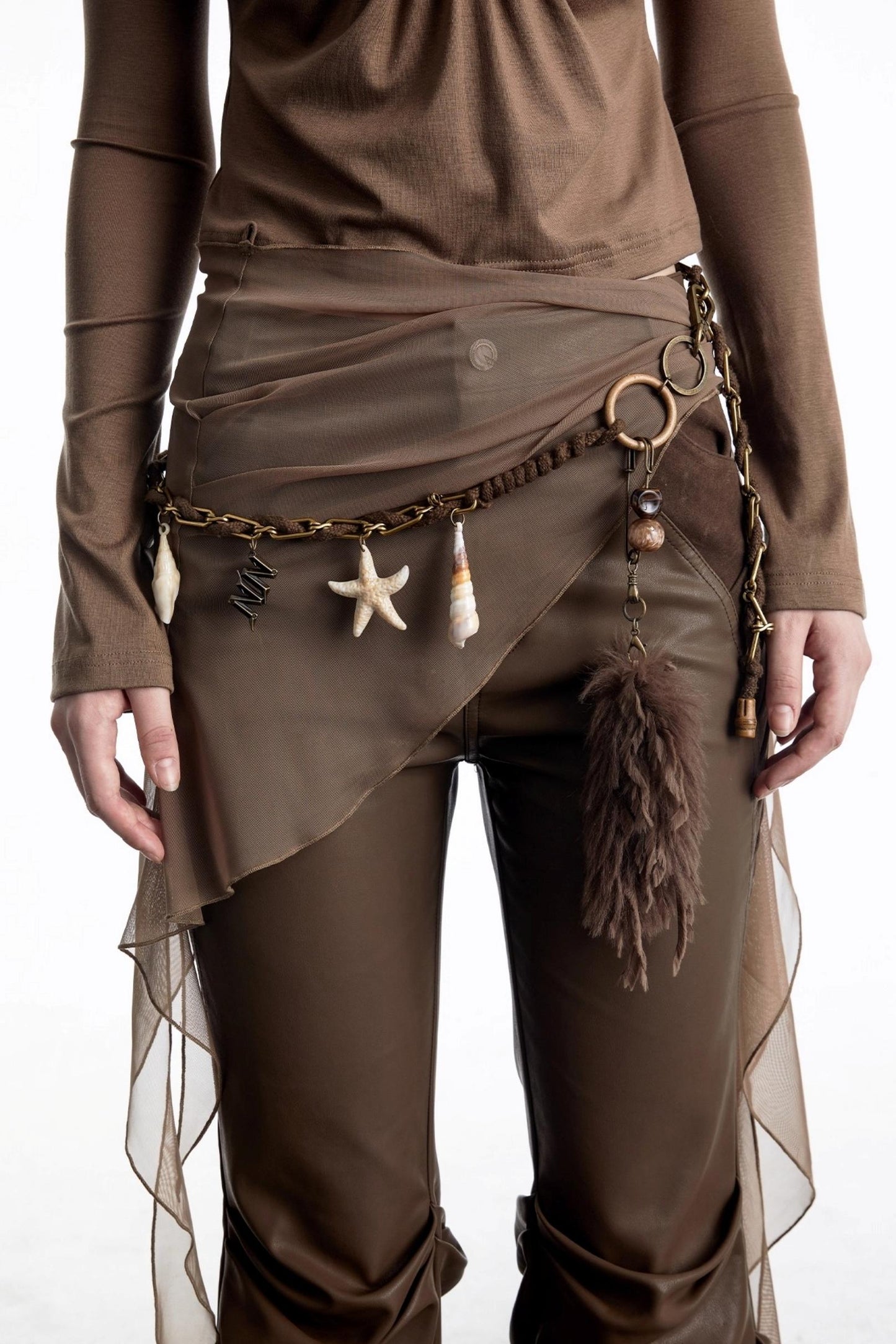 Plush Beaded Shell Waist Chain