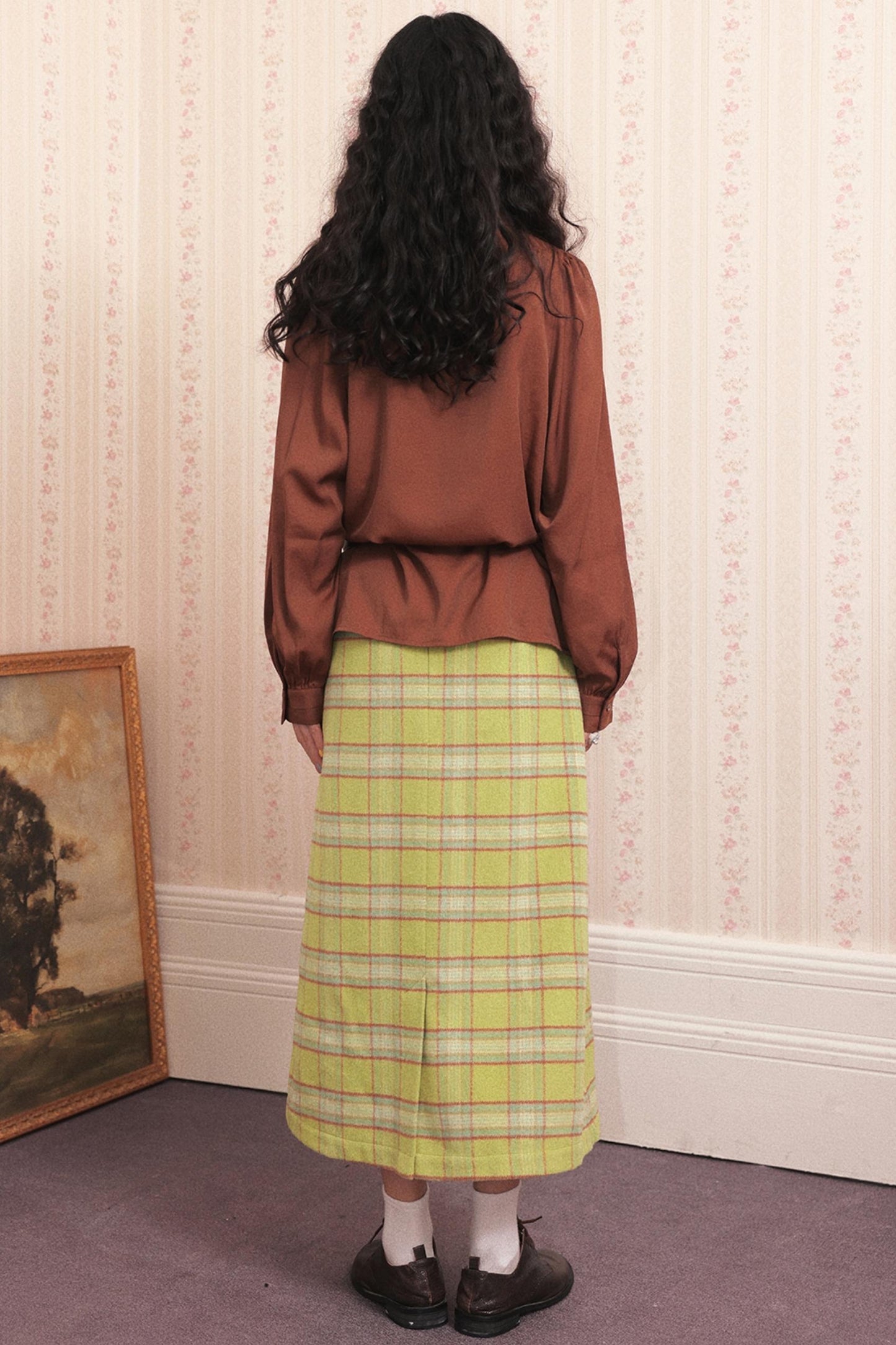 Vintage Pleated Brown Shirt