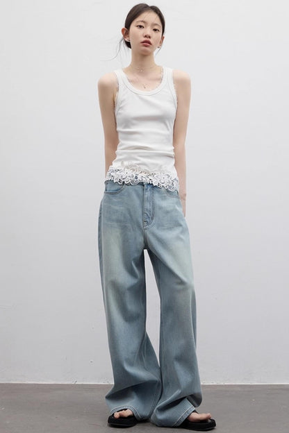Vintage Light Blue Wide-Leg Jeans