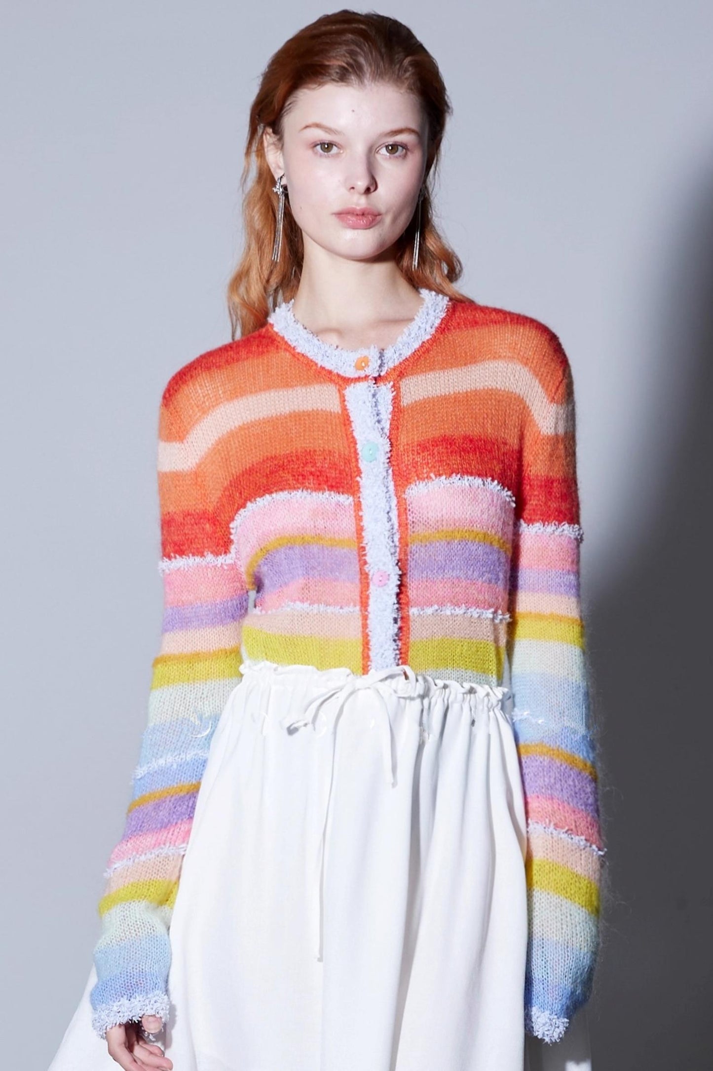 Sunset Rainbow Mohair Wool Cardigan