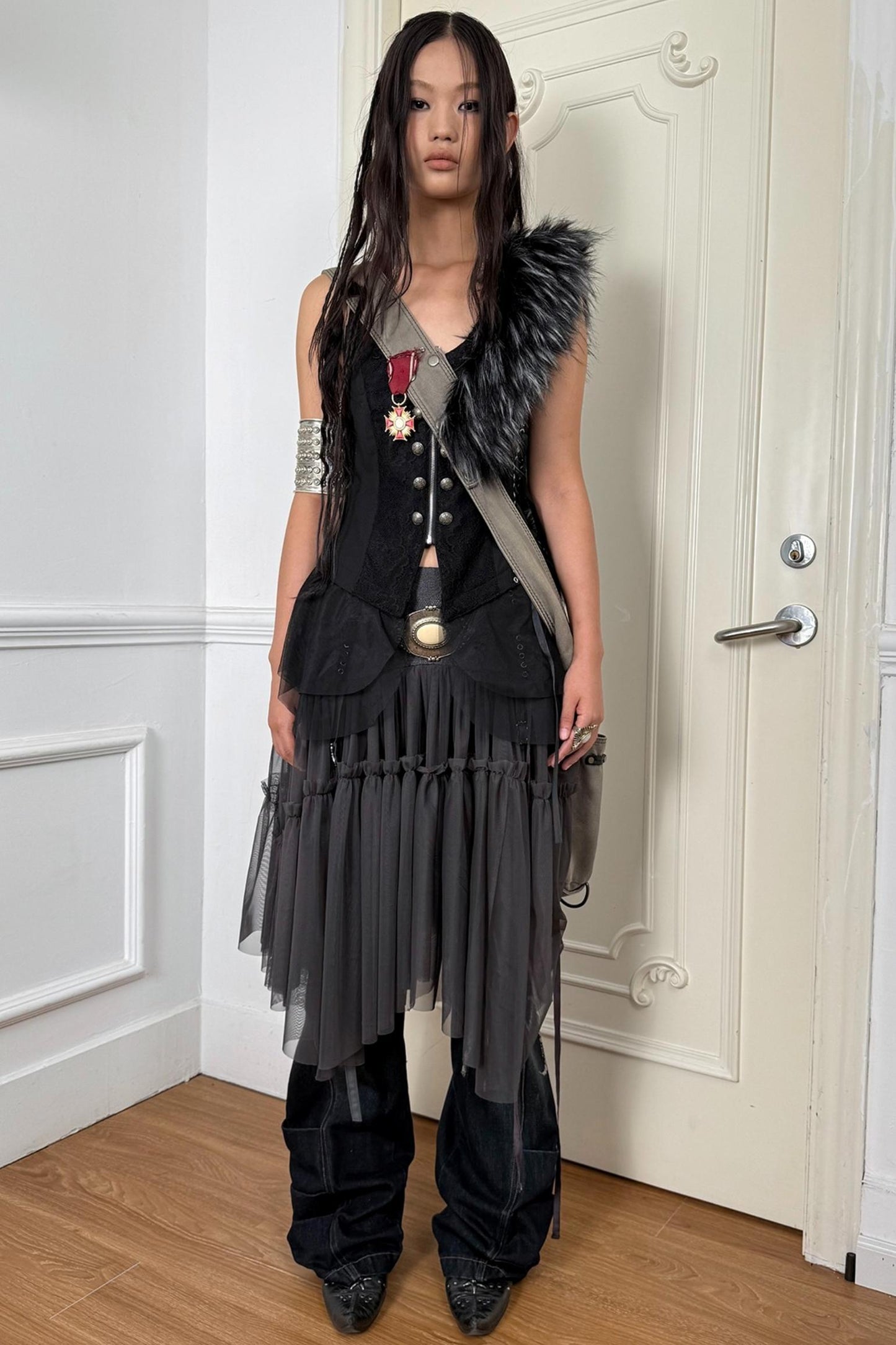 Yarn Stitched Vintage Fur Vest