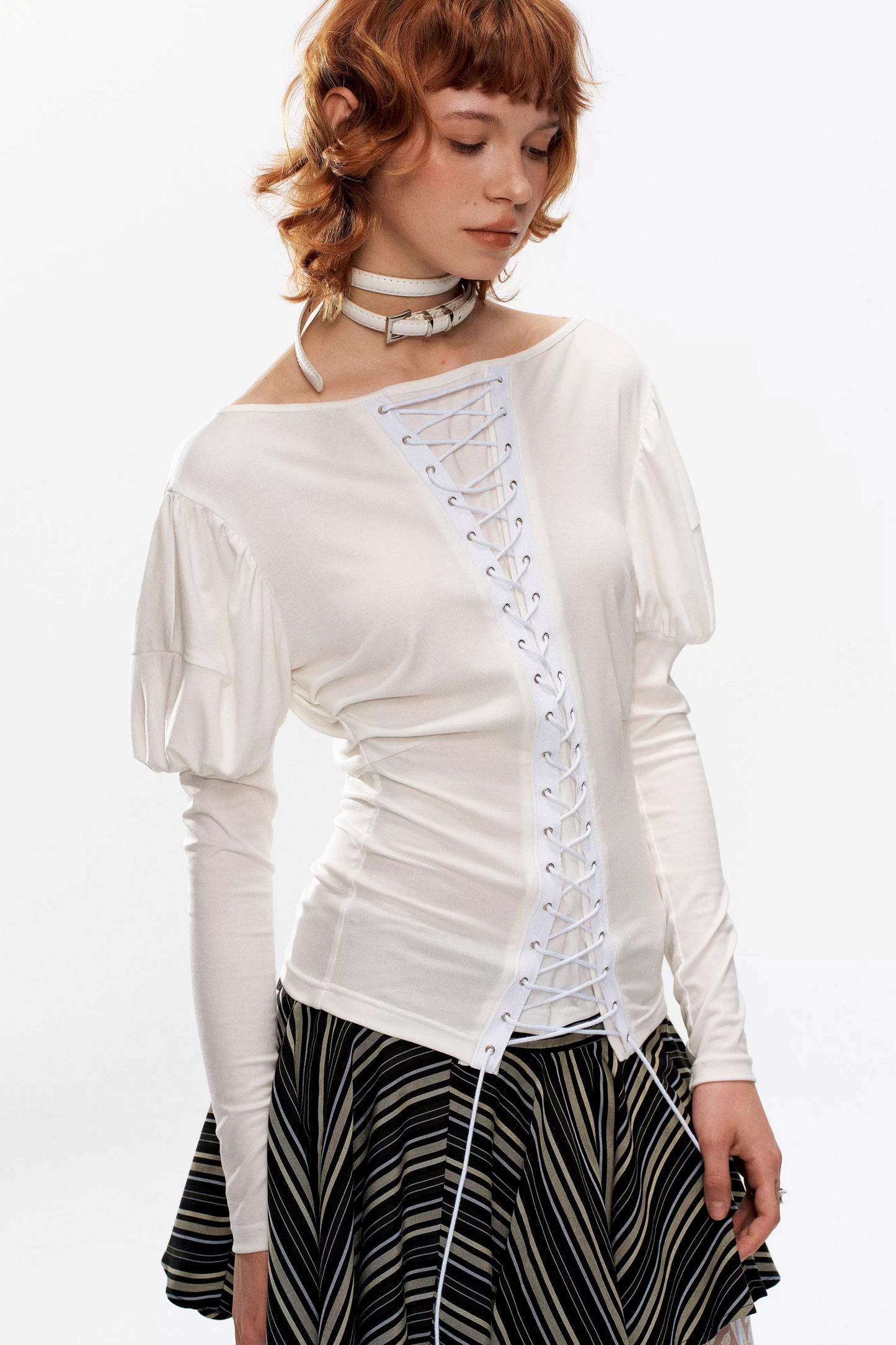 Retro Knit Off-Shoulder Top