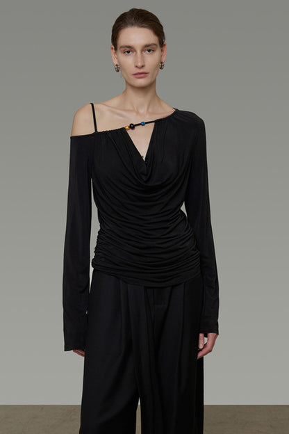 Irregular Slanted Shoulder Top
