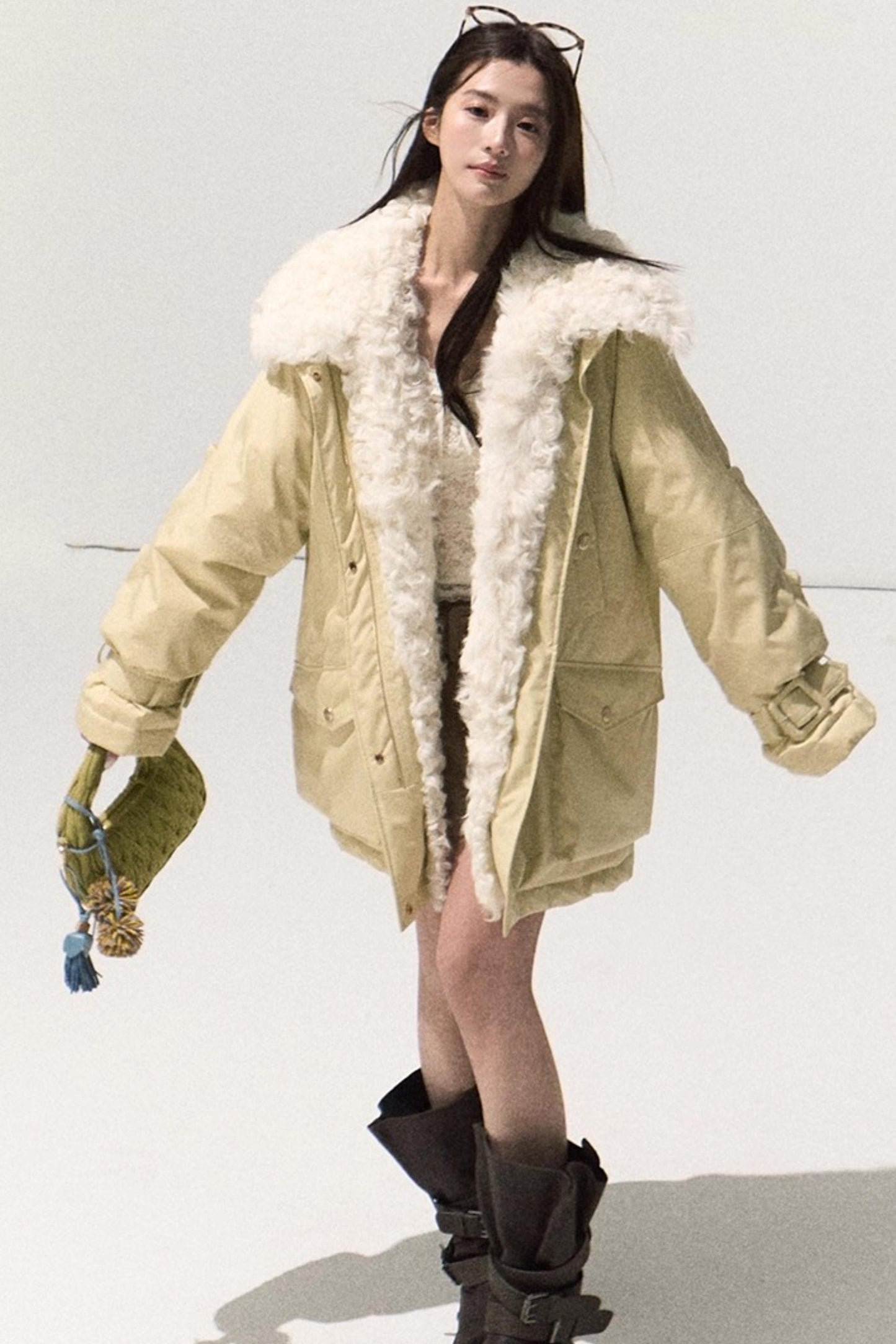 V-Neck Lace Knit Sweater