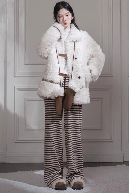 Velvet Curly Fur Coat Set