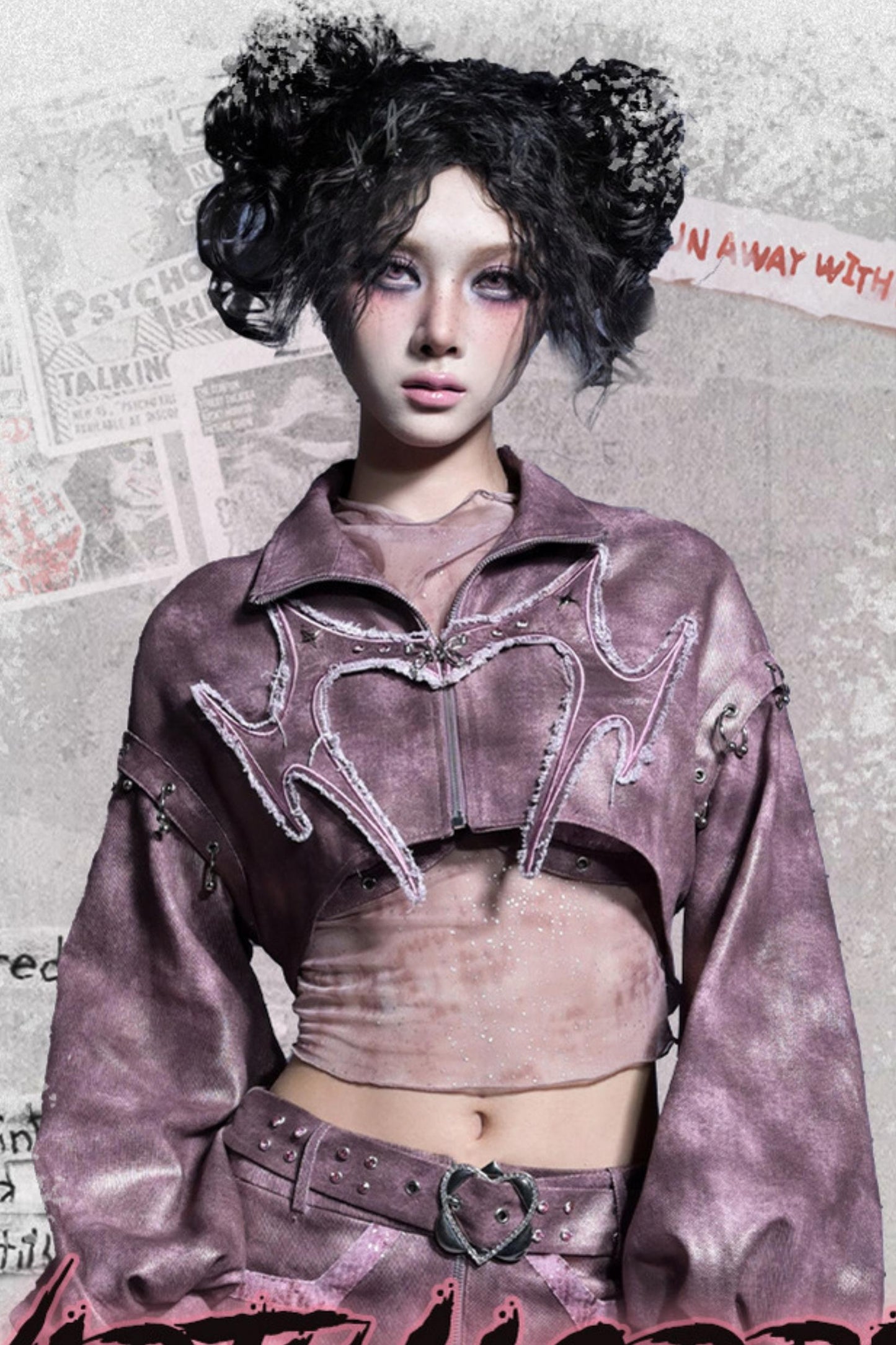 Butterfly Rivet Punk Denim Jacket