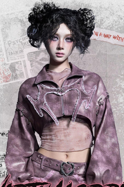 Butterfly Rivet Punk Denim Jacket