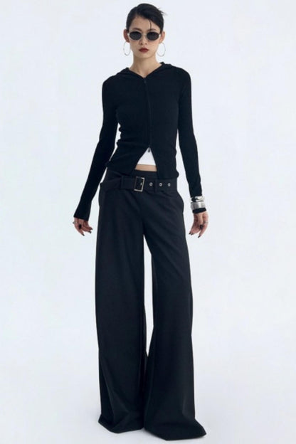 Wool Blend Hooded Cardigan