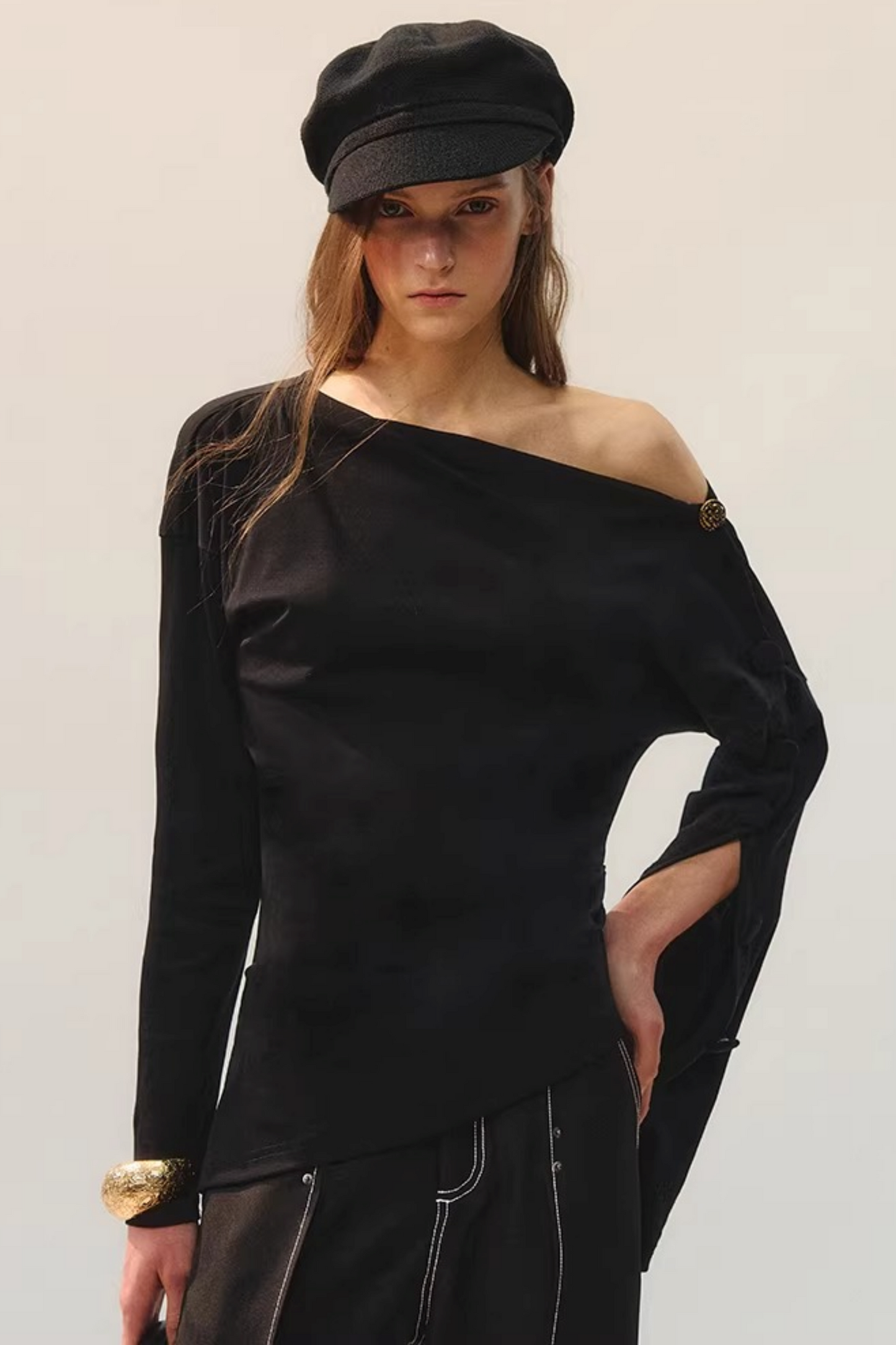 Golden Button Closure Blouse