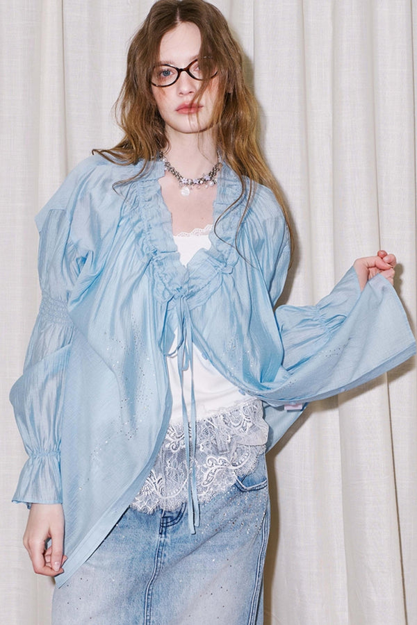 Retro Butterfly V-Neck Top