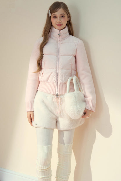 Pink Cloud Knitted Patchwork Jacket