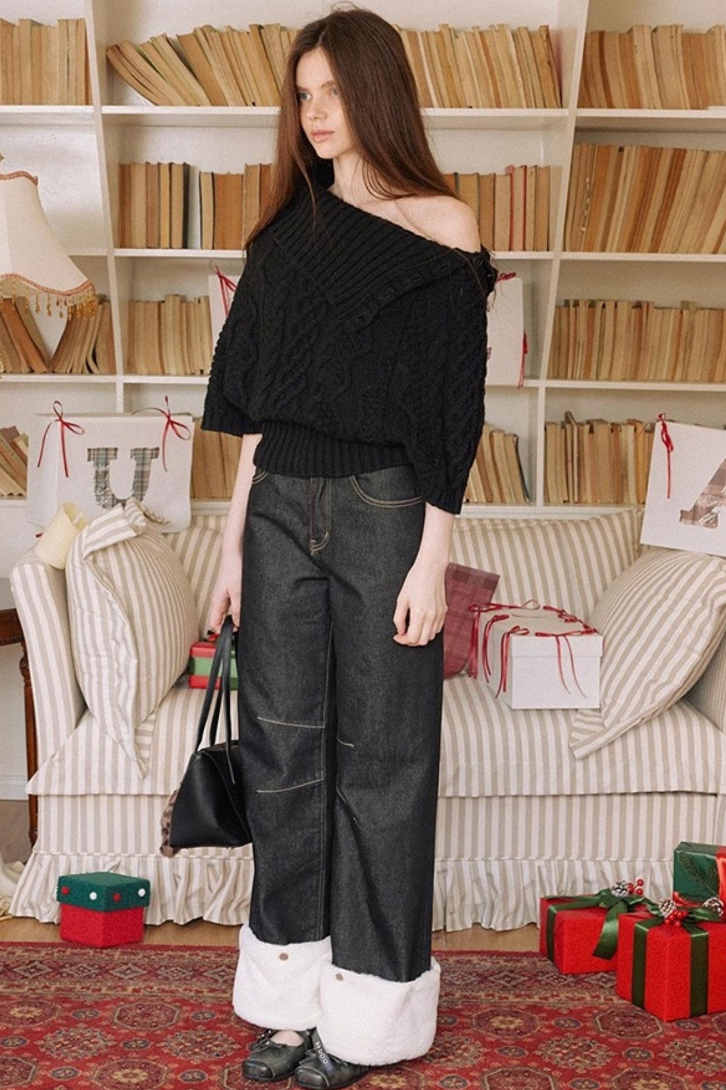 Black Eco-Friendly Frayed Hem Jeans