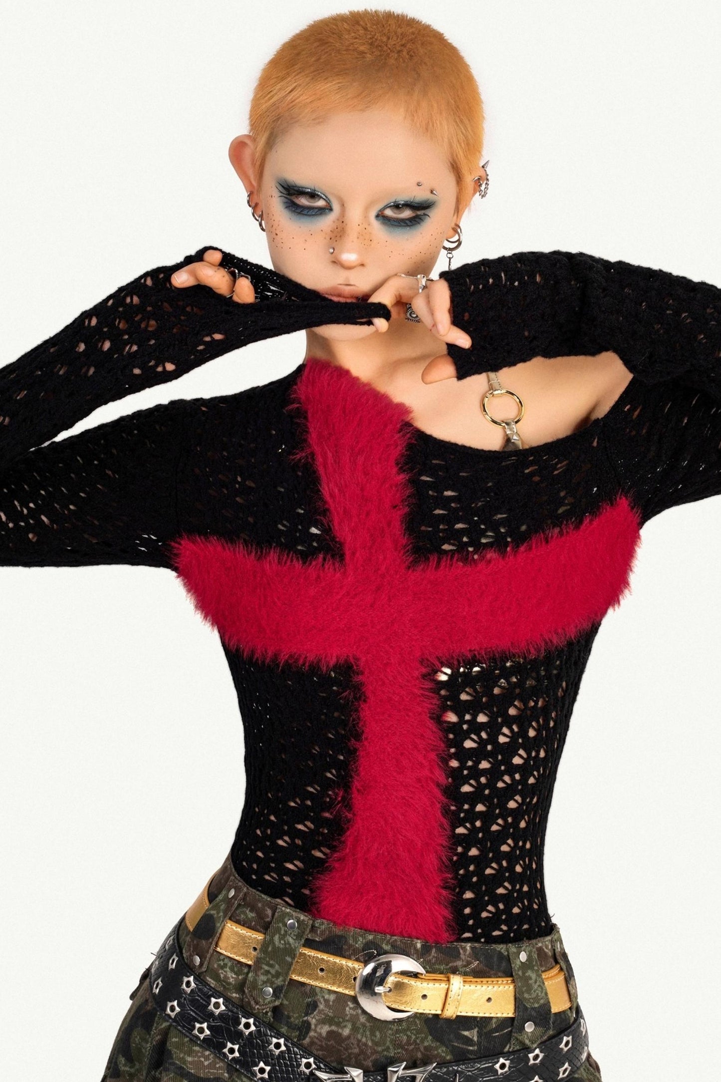 Milky Red Punk Knitted Sweater Top