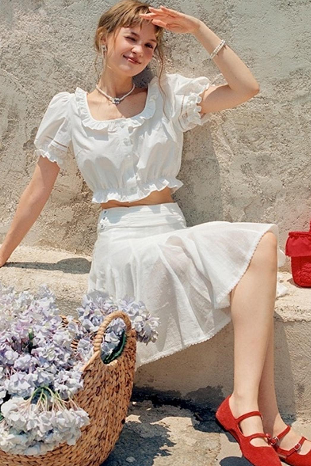 White Lace A-Line Skirt