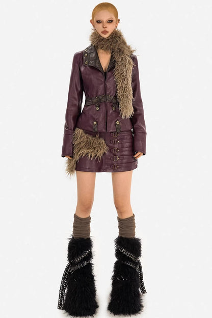 Wine Red Leather Skirt