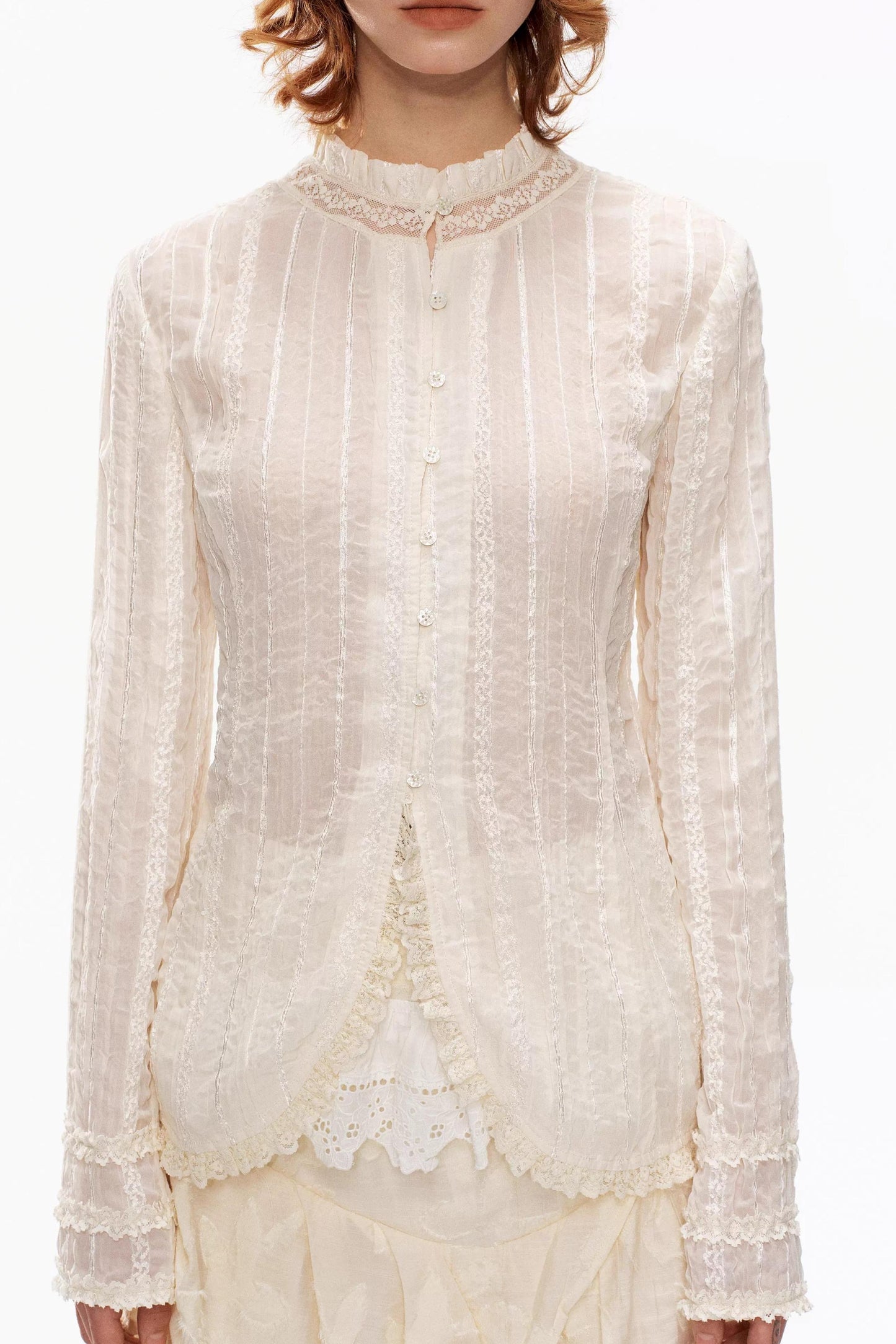 Retro Beige Lace Cardigan Top
