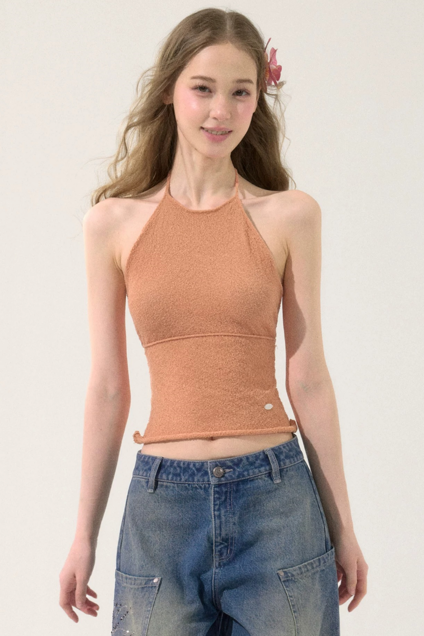 Spicy Backless Knitted Halter Vest