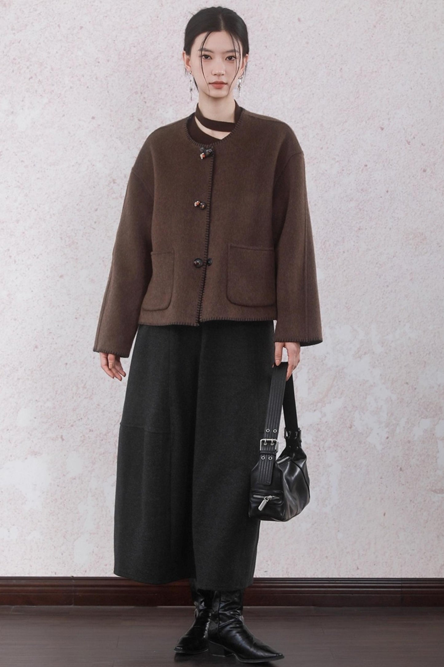 Gray Faux Tweed Warm Bud Skirt