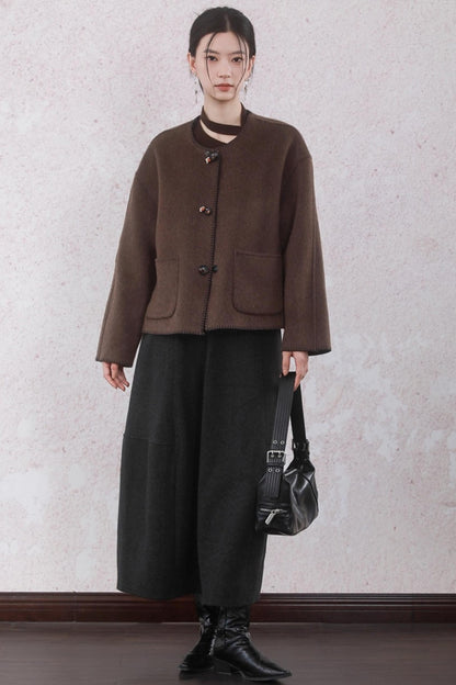 Gray Faux Tweed Warm Bud Skirt