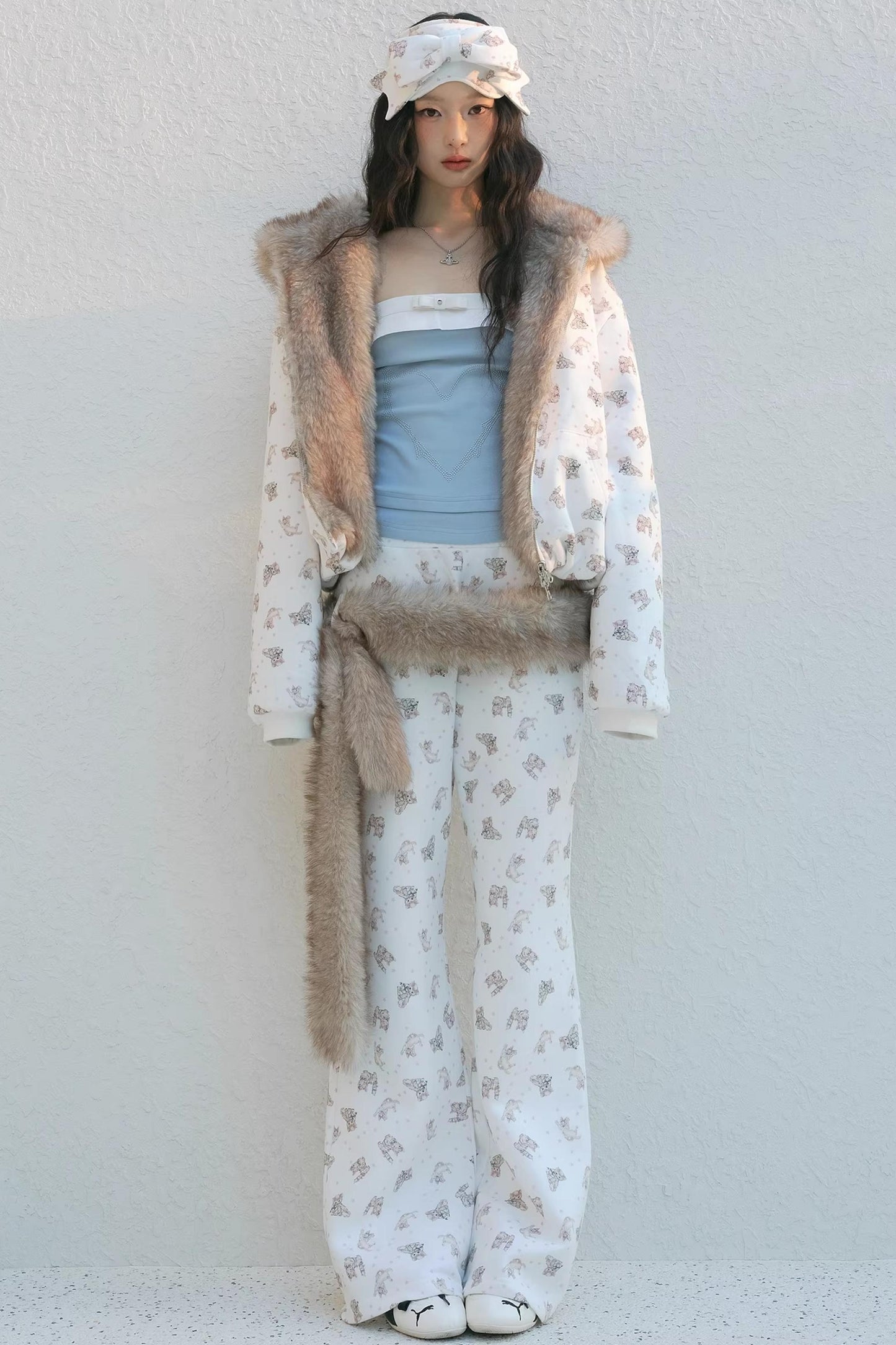 Cat Print Fleece Sweatpants
