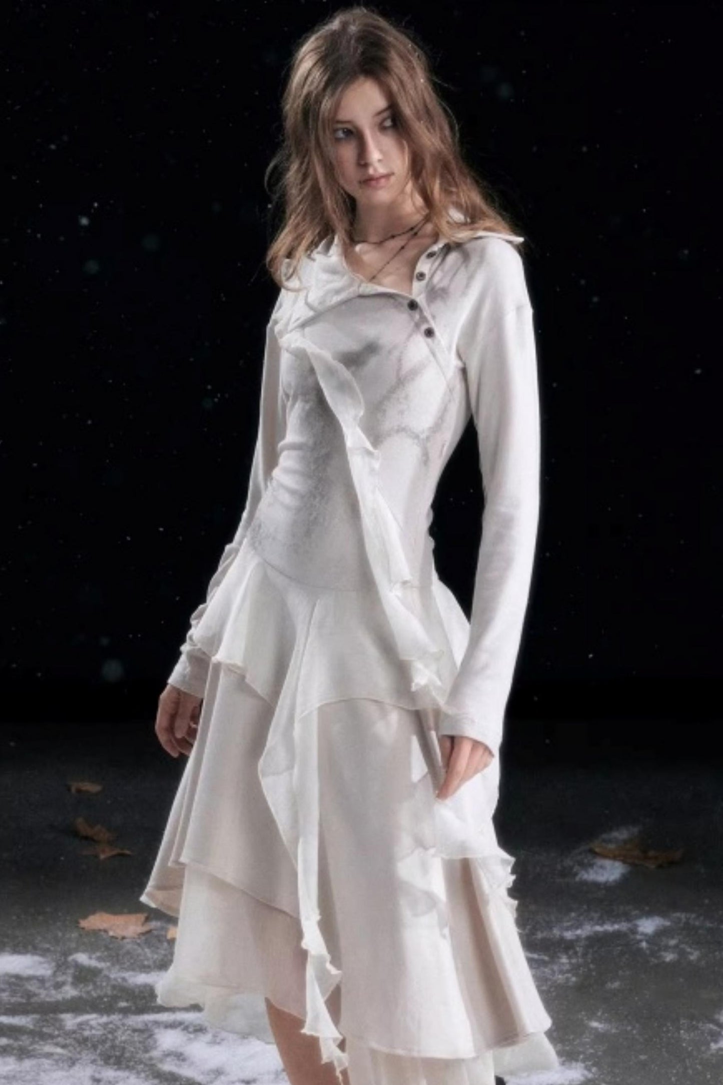 Irregular Gradient Ruffle Dress