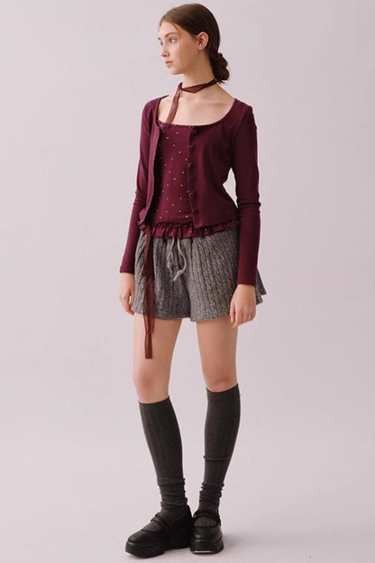 Retro Polka Dot Lace Cardigan Set