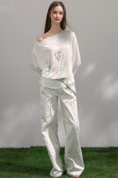 Off-Shoulder Printed Top