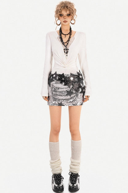 Retro Lace V-Neck Top