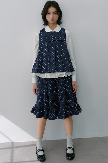 Navy Polka Dot Puffy Skirt Set-Up