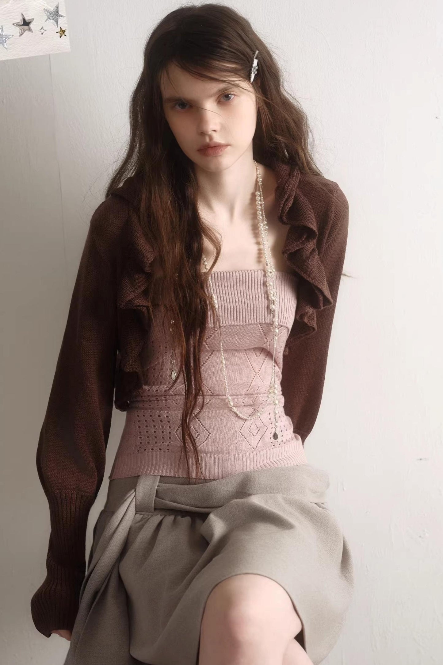 Retro Rüschen-Cardigan-Set