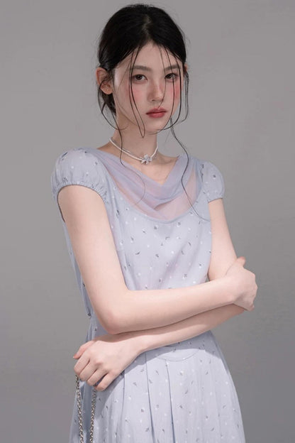 Misty Blue Ruffled Dress