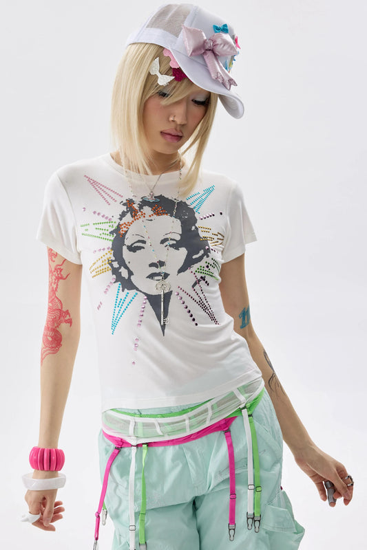 Rhinestone Patchwork T-Shirt