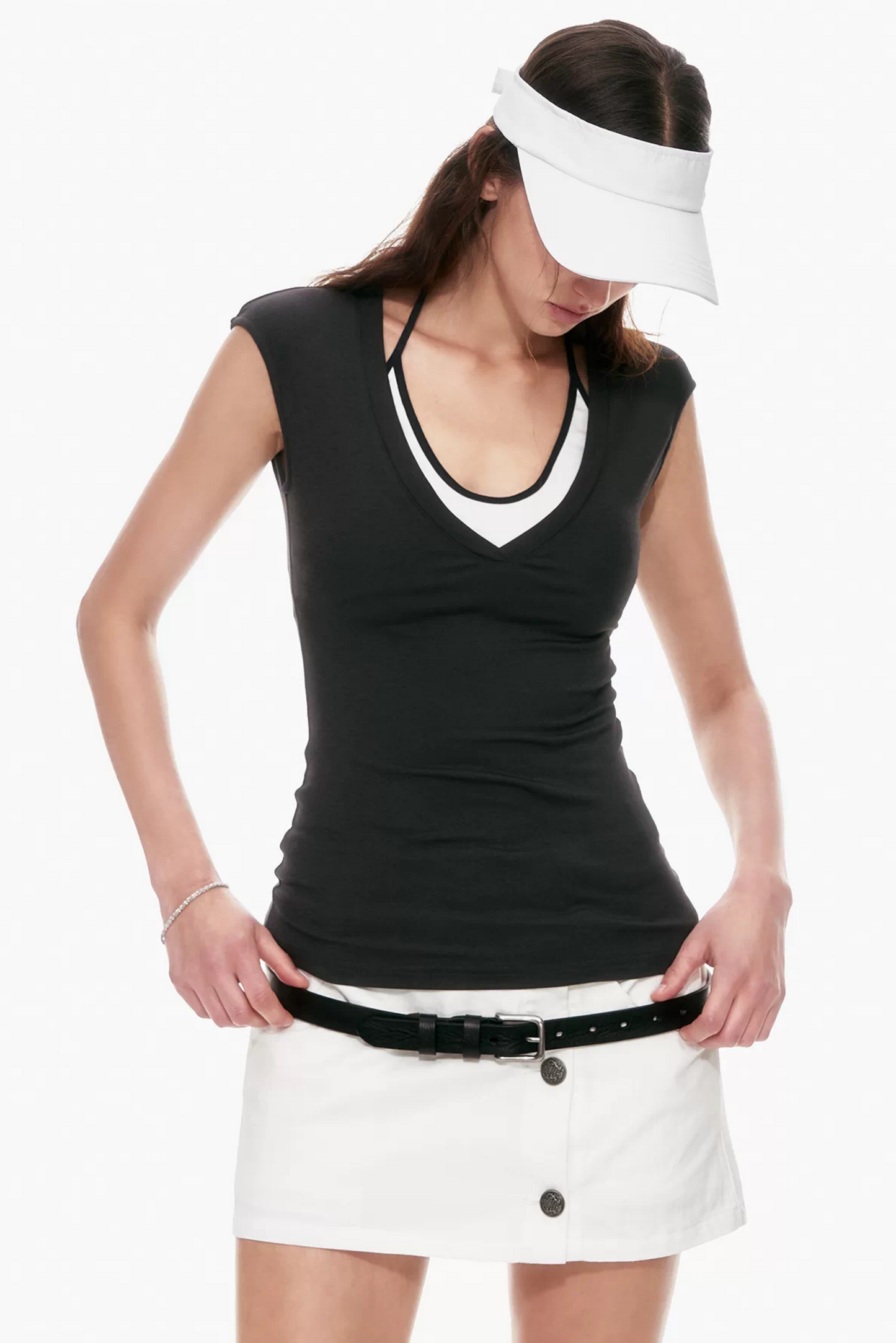 Viscose V-Neck Sleeveless Top