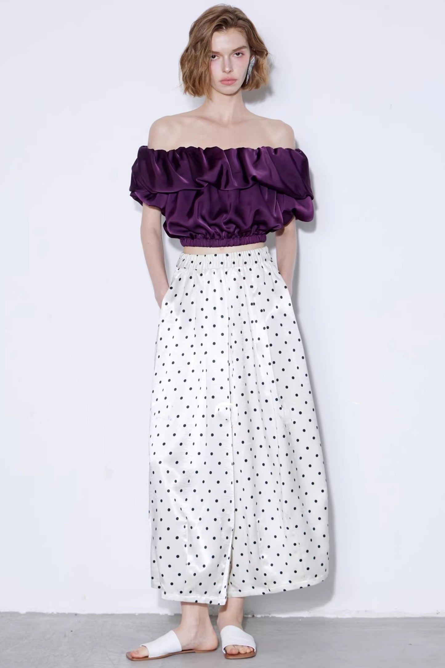 Off-White Polka Dot Silk Pants