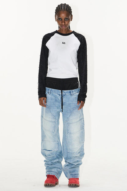 Double-Waist Denim Pants