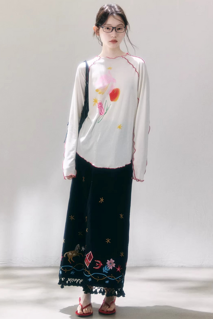 Tencel-Bluse mit Poesie-Print
